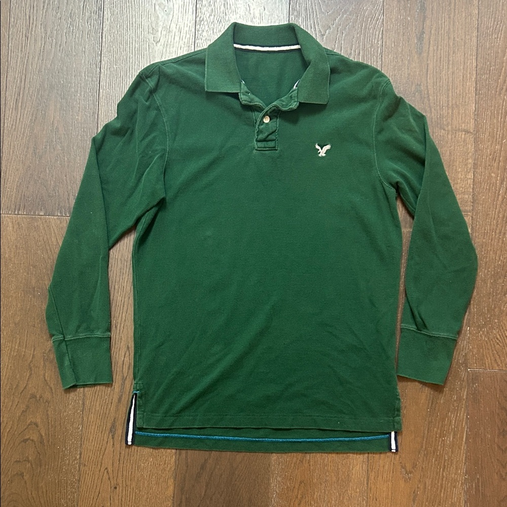Vintage 2000's American Eagle Green Polo Shirt Men’s Size Large 100% Cotton